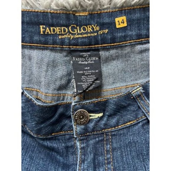 Faded Glory Blue Jeans Boot Cut 5 Pocket Denim Size 14 Petite - Picture 3 of 4